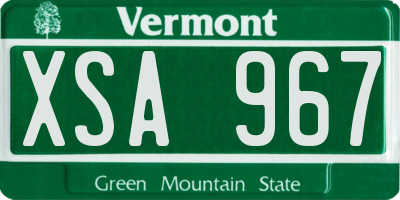VT license plate XSA967