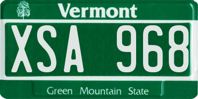 VT license plate XSA968