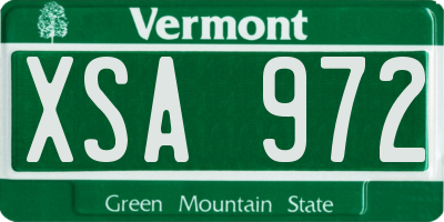 VT license plate XSA972
