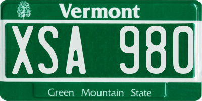 VT license plate XSA980