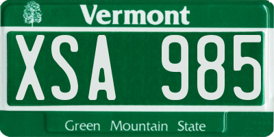 VT license plate XSA985