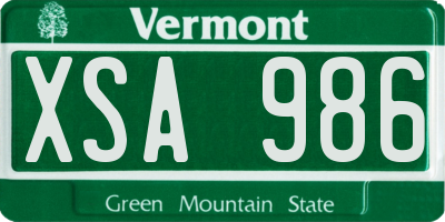VT license plate XSA986