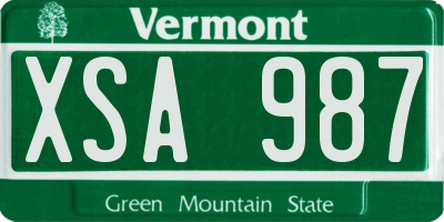 VT license plate XSA987