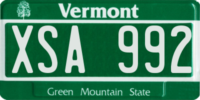 VT license plate XSA992
