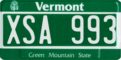 VT license plate XSA993
