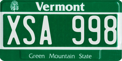 VT license plate XSA998