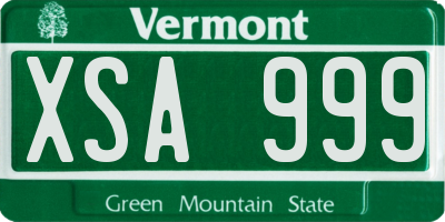 VT license plate XSA999