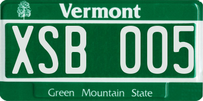 VT license plate XSB005