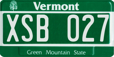 VT license plate XSB027