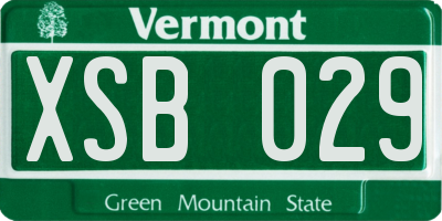 VT license plate XSB029