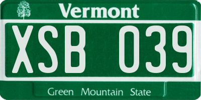 VT license plate XSB039