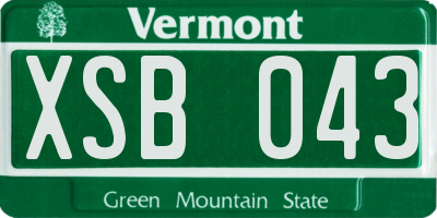 VT license plate XSB043