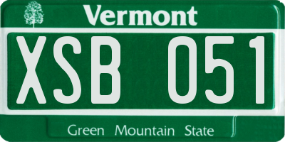 VT license plate XSB051