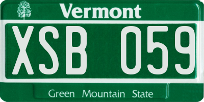 VT license plate XSB059