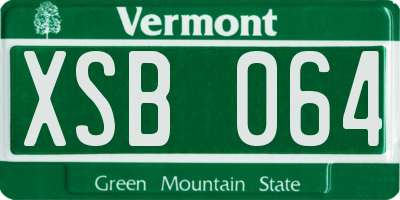 VT license plate XSB064