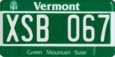 VT license plate XSB067