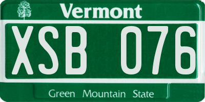 VT license plate XSB076