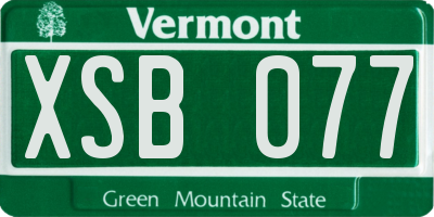 VT license plate XSB077