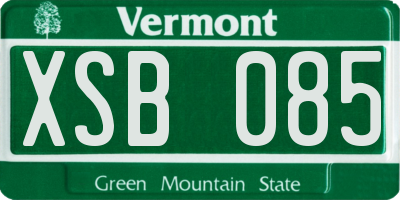 VT license plate XSB085