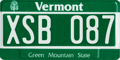 VT license plate XSB087