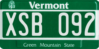 VT license plate XSB092