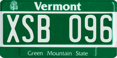 VT license plate XSB096