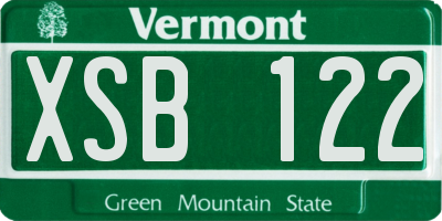 VT license plate XSB122