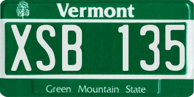 VT license plate XSB135