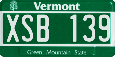 VT license plate XSB139