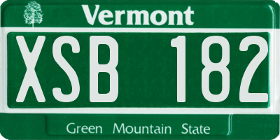 VT license plate XSB182