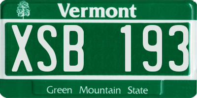 VT license plate XSB193