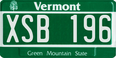 VT license plate XSB196