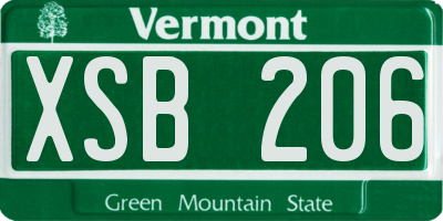 VT license plate XSB206
