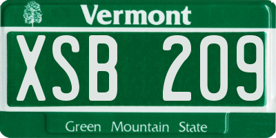 VT license plate XSB209