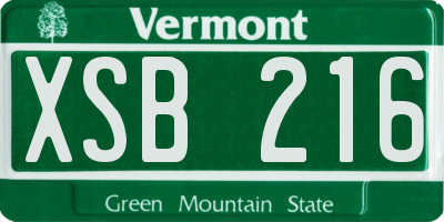 VT license plate XSB216