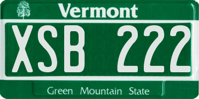 VT license plate XSB222