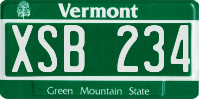VT license plate XSB234