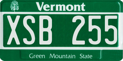 VT license plate XSB255