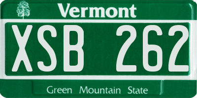 VT license plate XSB262