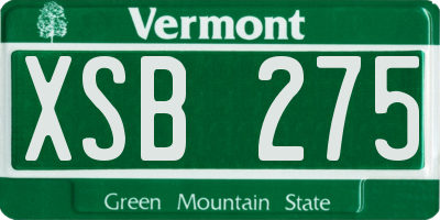 VT license plate XSB275