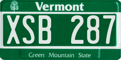 VT license plate XSB287