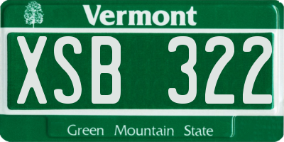 VT license plate XSB322
