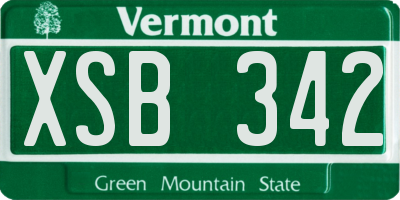 VT license plate XSB342