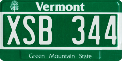 VT license plate XSB344