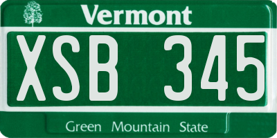 VT license plate XSB345