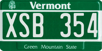 VT license plate XSB354