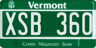 VT license plate XSB360