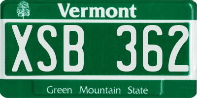 VT license plate XSB362