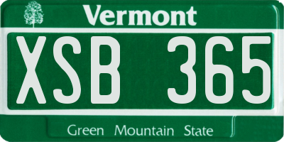 VT license plate XSB365
