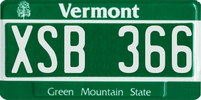 VT license plate XSB366